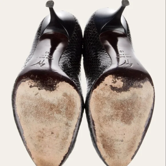 Giuseppe Zanotti Black Snake Print Leather Heels - Picture 6 of 6